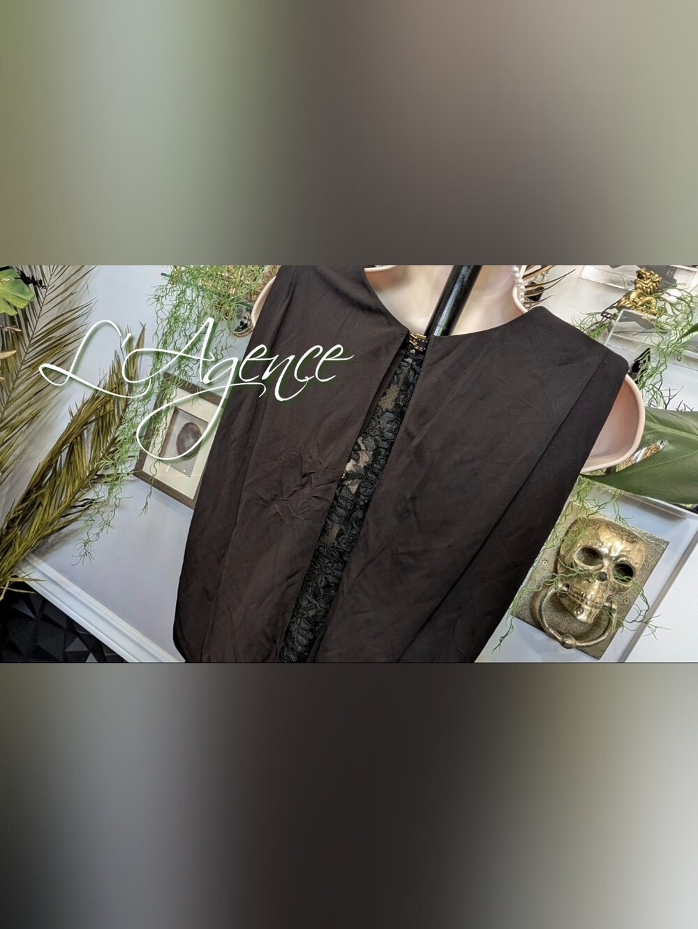 L'Agence Black Lace Pegged Dress SM-MD